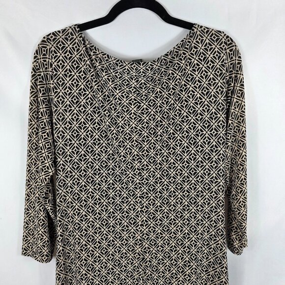 Lauren Ralph Lauren Ruched Sheath Dress Women's Size 16 Black & Tan Geo Print - Picture 14 of 15